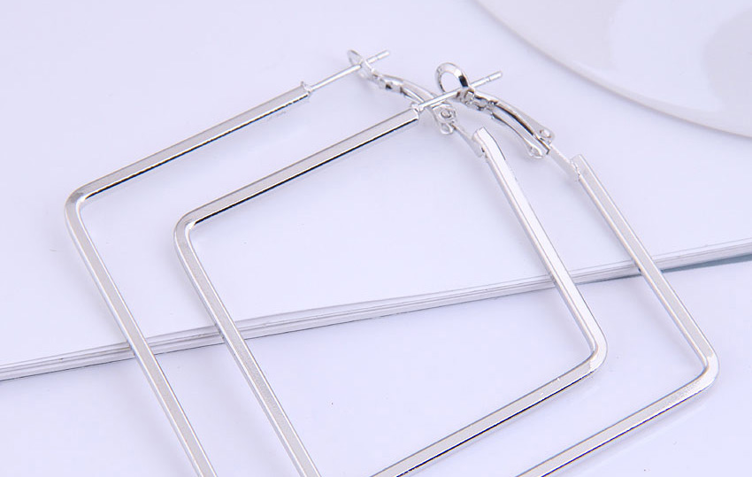 Fashion Silver Color Metal Geometric Square Earrings,Stud Earrings