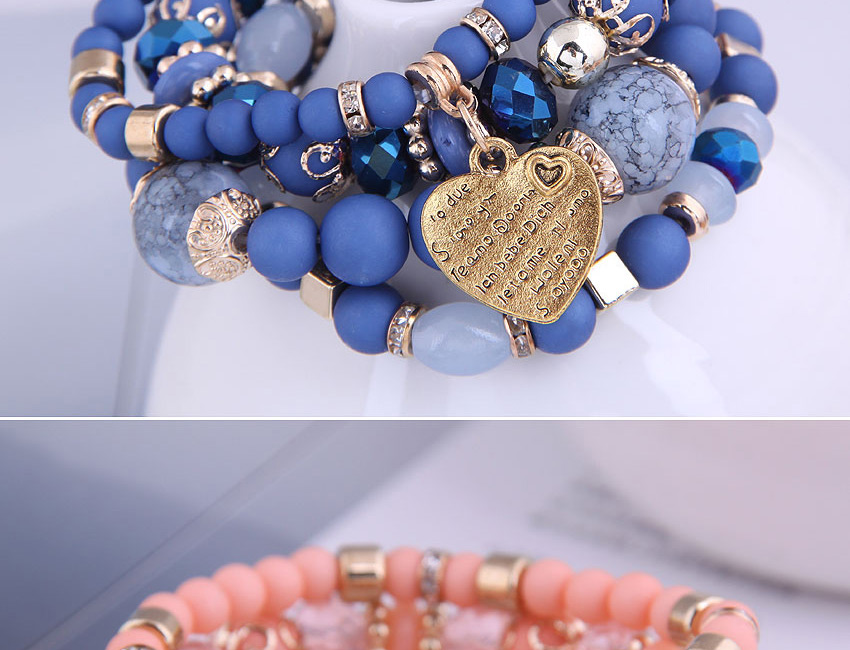 Fashion Pink Love Crystal Beaded Letters Multilayer Bracelet,Fashion Bracelets