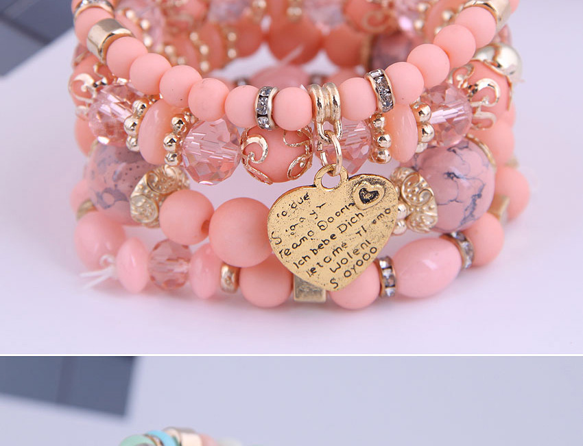 Fashion Pink Love Crystal Beaded Letters Multilayer Bracelet,Fashion Bracelets