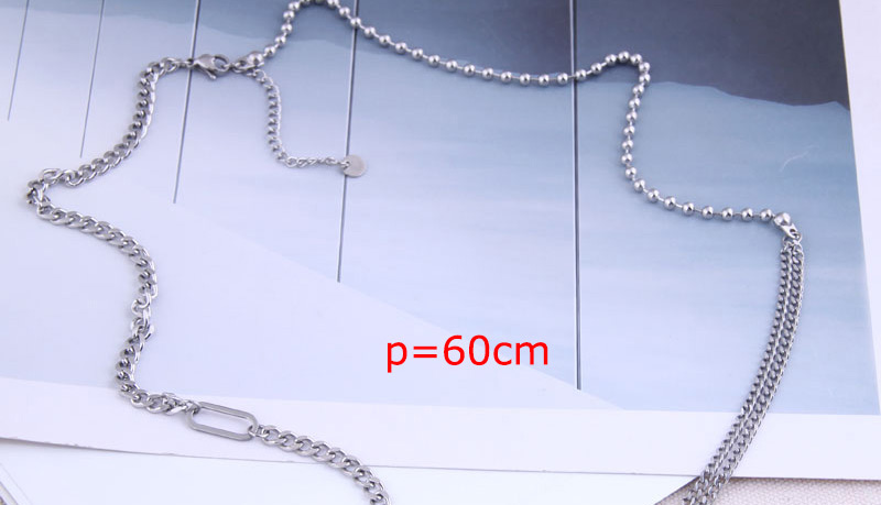 Fashion Silver Color Stainless Steel Stitching Chain Pony Necklace,Pendants