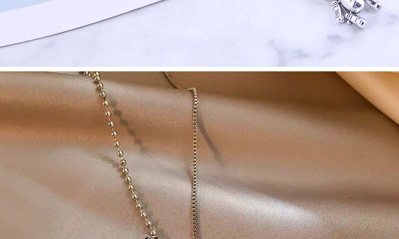 Fashion Silver Color Stainless Steel Rabbit Stitching Round Bead Chain Necklace,Pendants