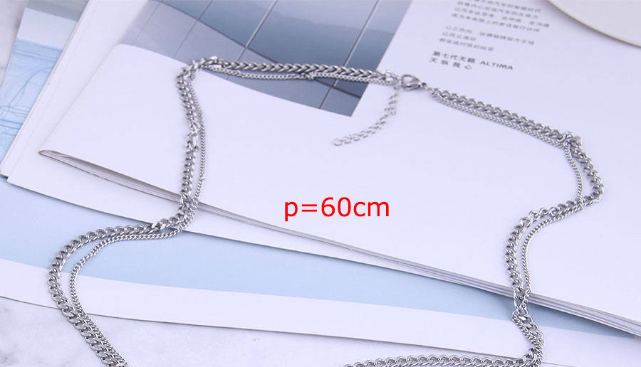 Fashion Silver Color Multi-ring Cross Stainless Steel Multilayer Necklace,Pendants