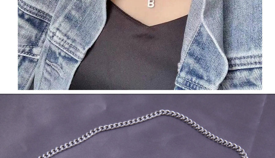 Fashion Silver Color Steel Letter Pendant Chain Necklace,Pendants