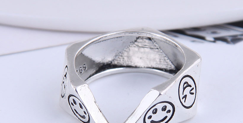 Fashion Silver Color Irregular Smiley Open Ring,Fashion Rings
