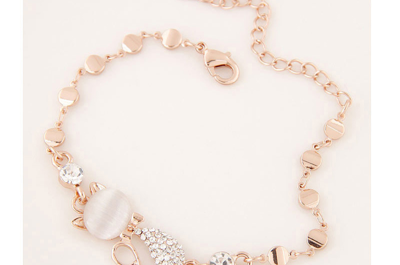 Fashion Rose Gold Diamond Opal Cat Bracelet,Fashion Bracelets