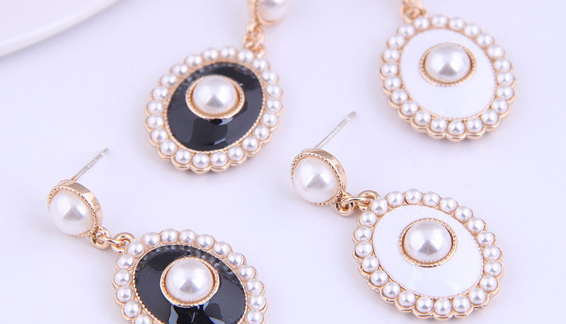 Fashion White Oval Pearl Drop Oil Alloy Earrings,Stud Earrings