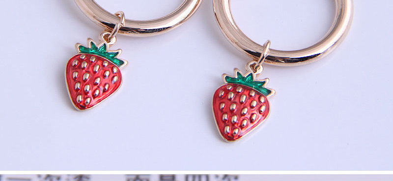 Fashion Red Strawberry Oil Drop Round Alloy Earrings,Stud Earrings