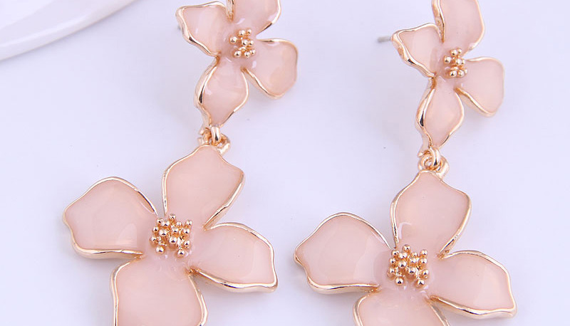Fashion Deep Pink Flower Dripping Alloy Earrings,Stud Earrings