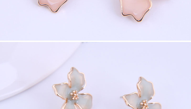Fashion Deep Pink Flower Dripping Alloy Earrings,Stud Earrings