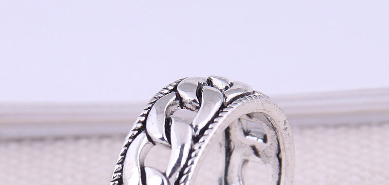 Fashion Silver Thick Chain Hollow Alloy Open Ring,Fashion Rings
