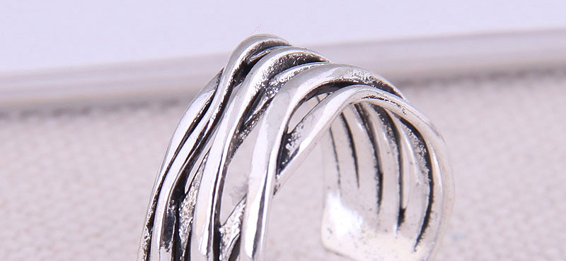 Fashion Silver Multi-layer Cross Cut Open Ring,Fashion Rings