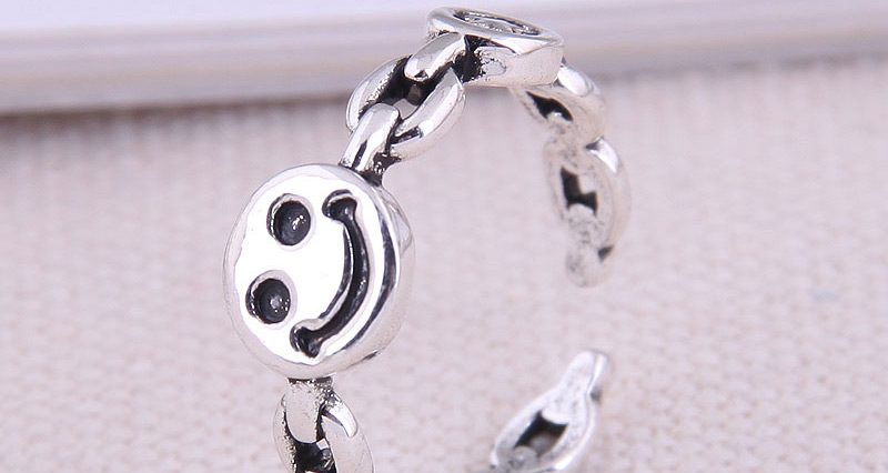 Fashion Silver Smiley Alloy Chain Open Ring,Fashion Rings