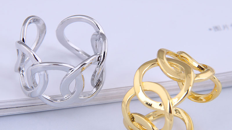 Fashion Golden Thick Chain Hollow Braided Open Ring,Fashion Rings