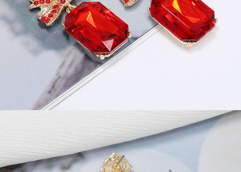 Fashion Red Bowknot Diamond Geometric Alloy Earrings,Stud Earrings