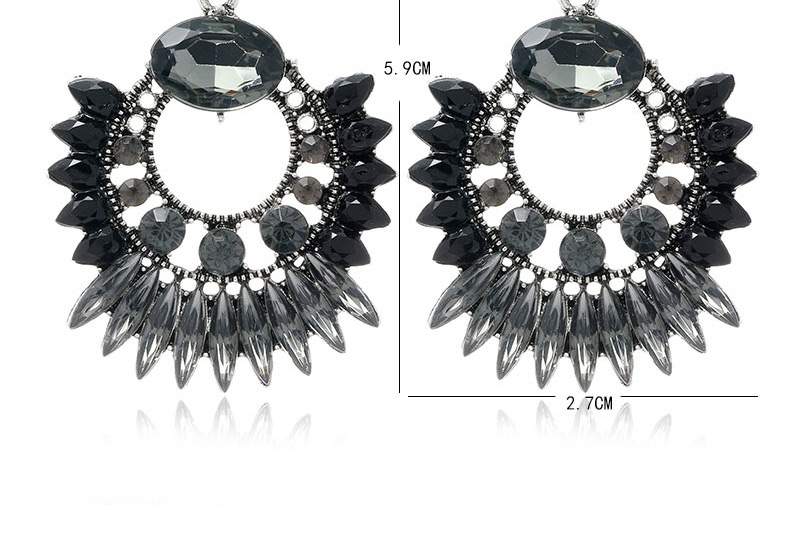 Fashion Black Geometry Inlaid Gemstone Alloy Earrings,Stud Earrings