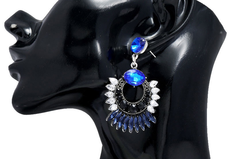 Fashion Black Geometry Inlaid Gemstone Alloy Earrings,Stud Earrings