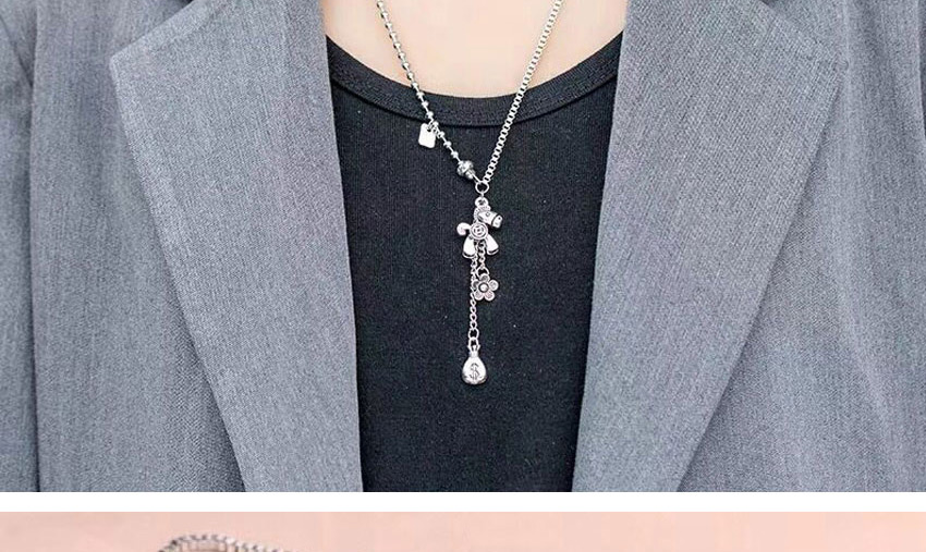 Fashion Silver Immediately Rich Tassel Stainless Steel Long Necklace,Pendants
