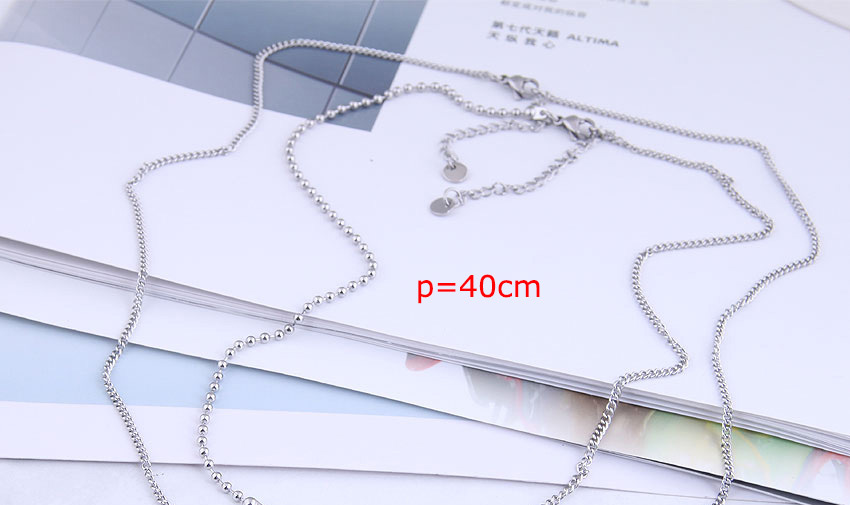 Fashion Silver Smiley Letters Geometric Shape Stainless Steel Double-layer Necklace,Pendants