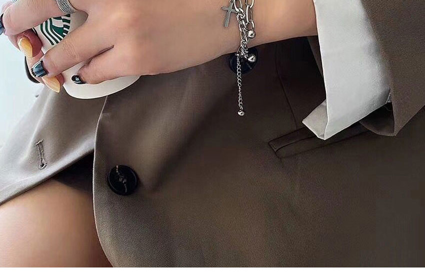 Fashion Silver Chain Cross Round Bead Stainless Steel Double Bracelet,Fashion Bracelets