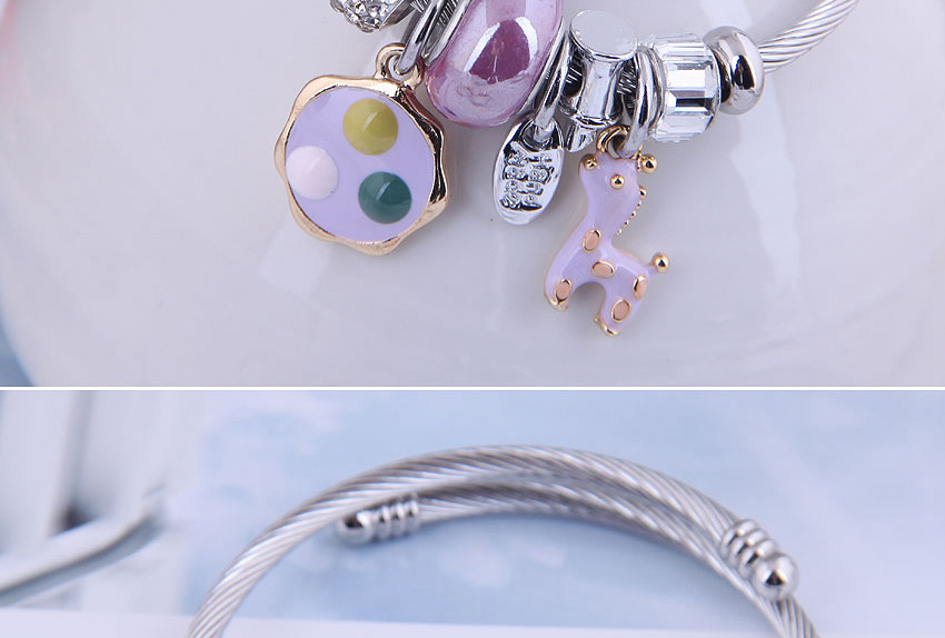 Fashion Pink Plum Deer Oil Drop Diamond Geometric Bracelet,Fashion Bracelets