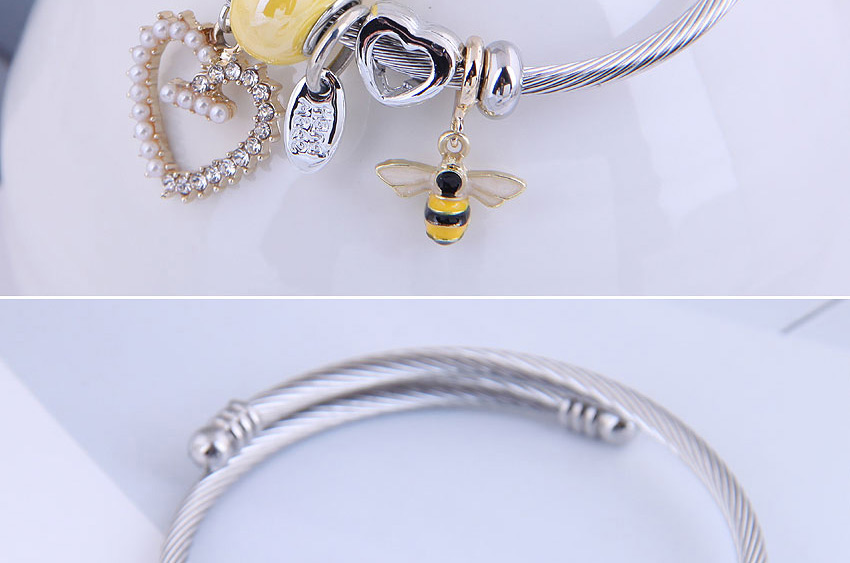Fashion Yellow Love Bee Oil Drop Diamond Pearl Bracelet,Fashion Bracelets