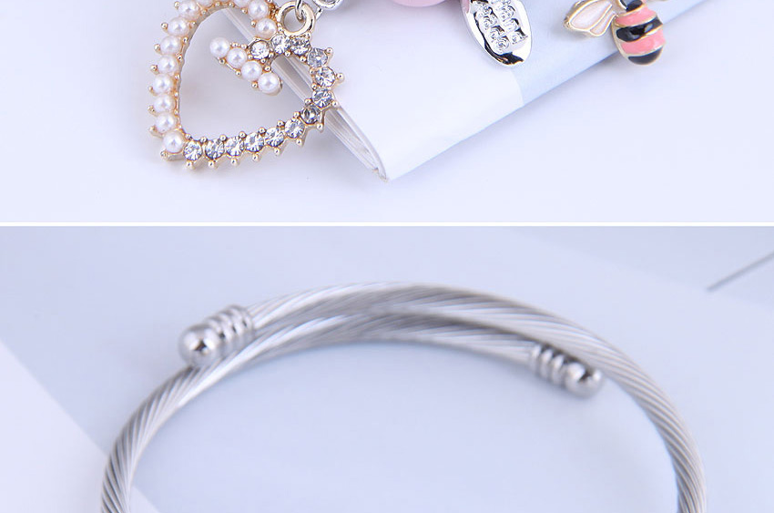Fashion Pink Love Bee Oil Drop Diamond Pearl Bracelet,Fashion Bracelets