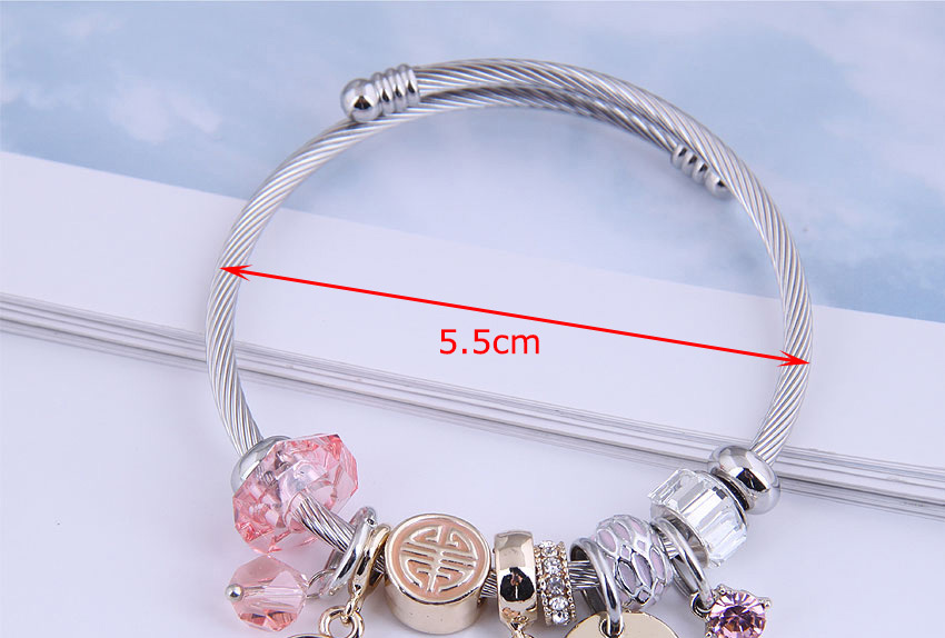 Fashion Pink Diamond Key Lock-shaped Oil Drip Alloy Bracelet,Fashion Bracelets