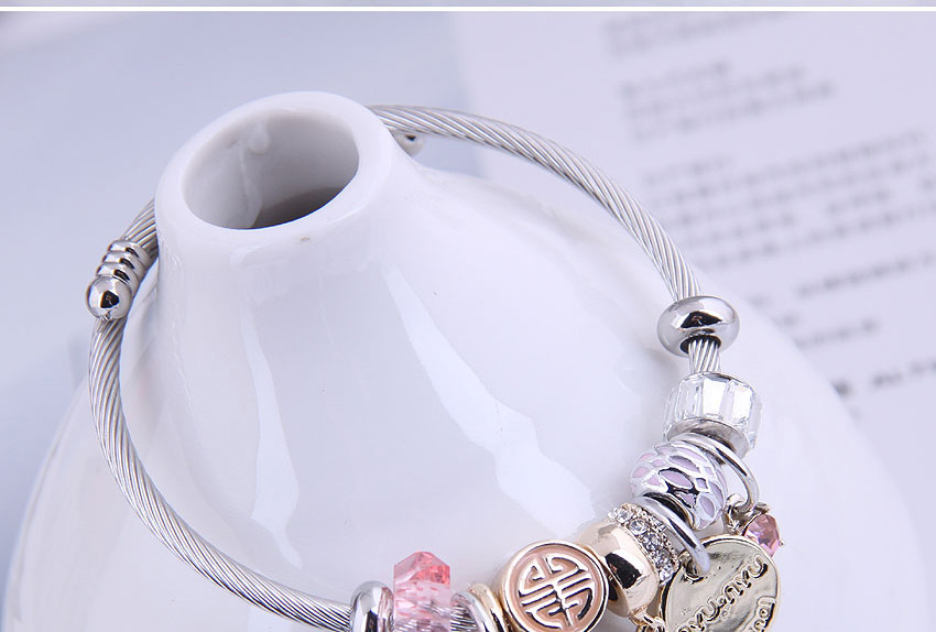 Fashion Pink Diamond Key Lock-shaped Oil Drip Alloy Bracelet,Fashion Bracelets