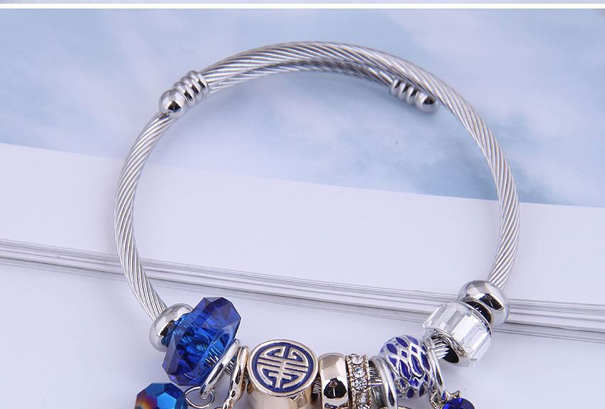 Fashion Royal Blue Diamond Key Lock-shaped Oil Drip Alloy Bracelet,Fashion Bracelets