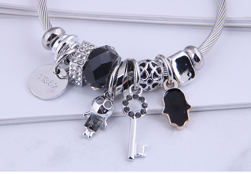 Fashion Black Oil Drop Diamond Palm Skull Geometric Bracelet,Fashion Bracelets
