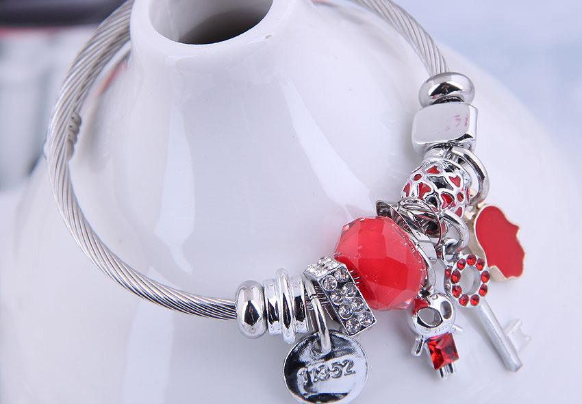 Fashion Red Oil Drop Diamond Palm Skull Geometric Bracelet,Fashion Bracelets