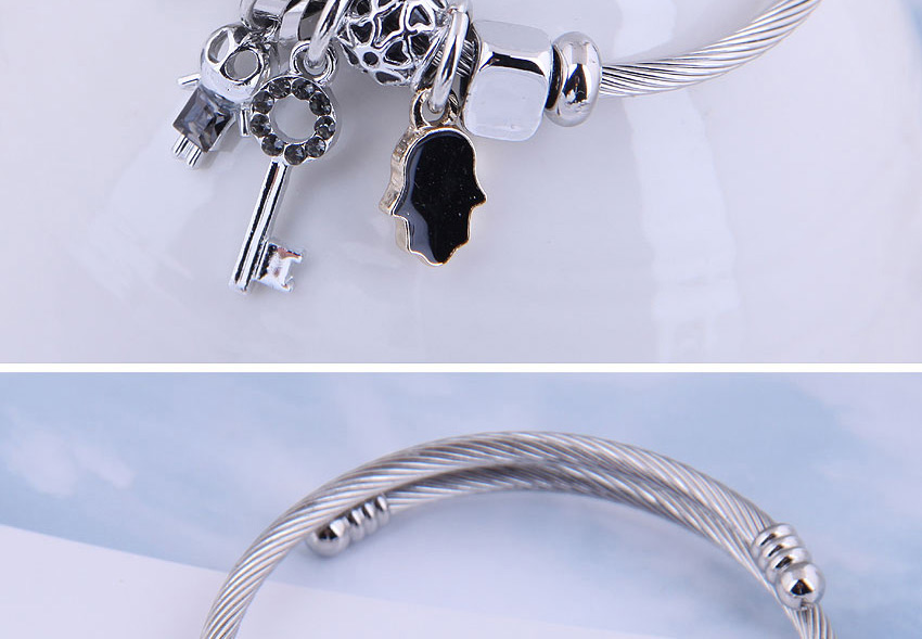 Fashion Black Oil Drop Diamond Palm Skull Geometric Bracelet,Fashion Bracelets