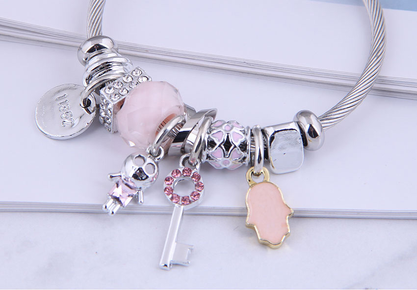 Fashion Pink Oil Drop Diamond Palm Skull Geometric Bracelet,Fashion Bracelets