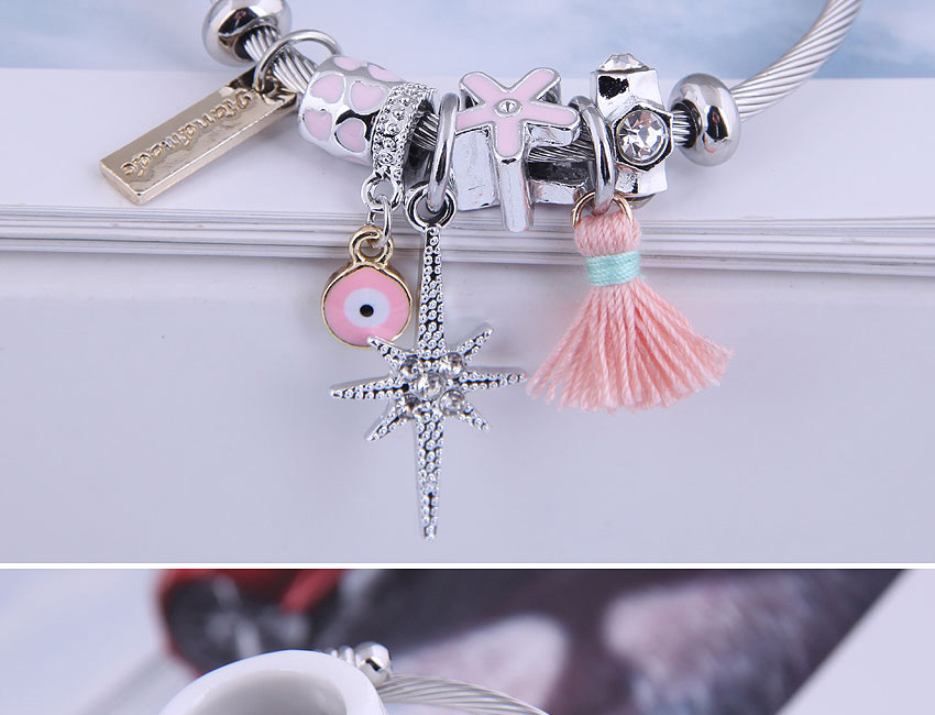 Fashion Pink Tassel Dripping Eyes Diamond-studded Star Bracelet,Fashion Bracelets