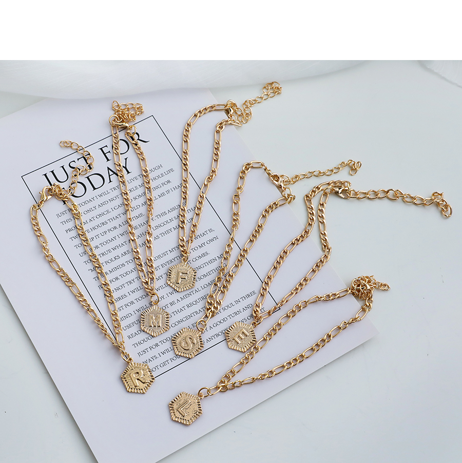 Fashion T Alloy Chain Hexagon Letter Bracelet,Fashion Bracelets