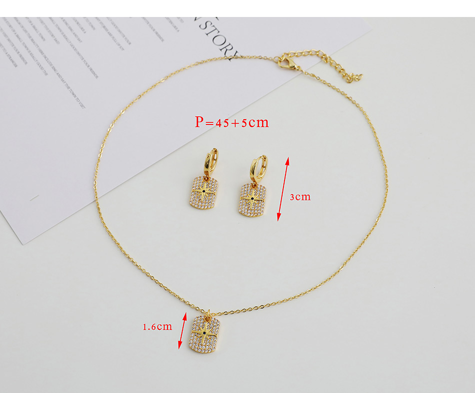 Fashion Gold Color Copper Inlaid Zircon Geometric Necklace,Necklaces