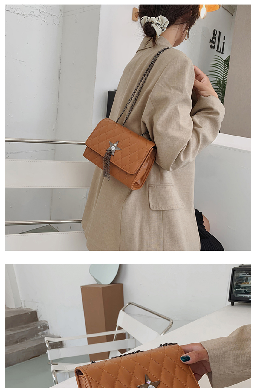 Fashion Brown Chain Five-pointed Star Flap Rhomboid Shoulder Crossbody Bag,Shoulder bags