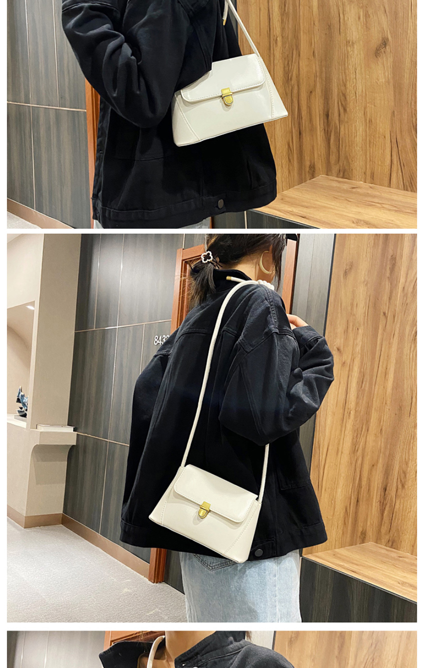 Fashion Black Lock Solid Color Crossbody Shoulder Bag,Messenger bags