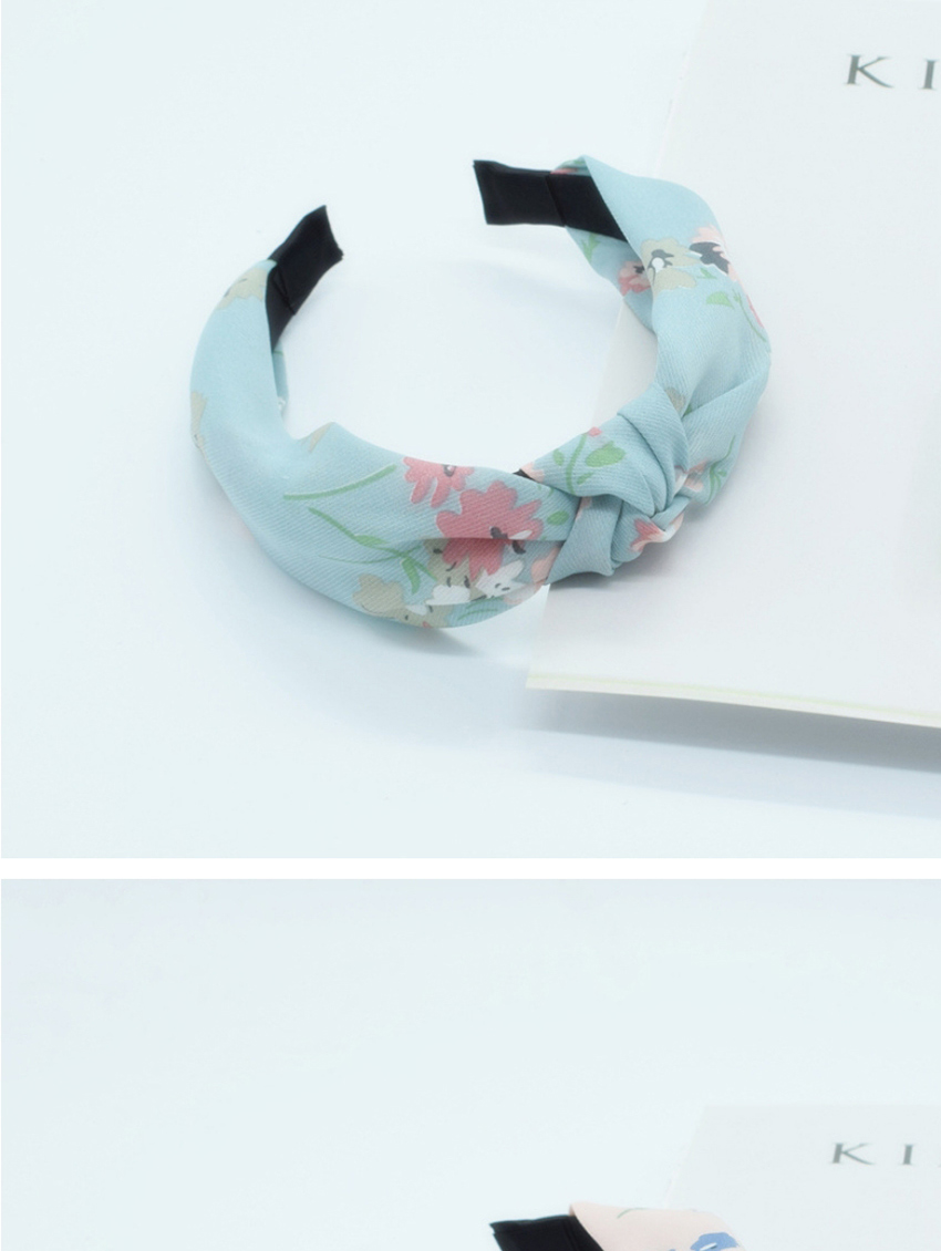 Fashion Light Blue Calico Striped Cross-knotted Wide-brimmed Headband,Head Band