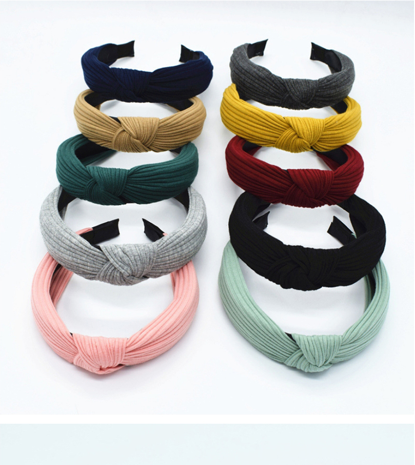 Fashion Black Headband Knotted Cotton Knit Headband In The Middle Of The Head Buckle,Head Band