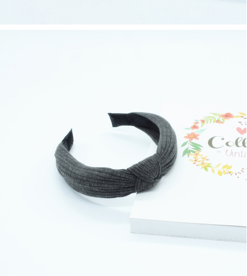 Fashion Light Grey Knotted Cotton Knit Headband In The Middle Of The Head Buckle,Head Band