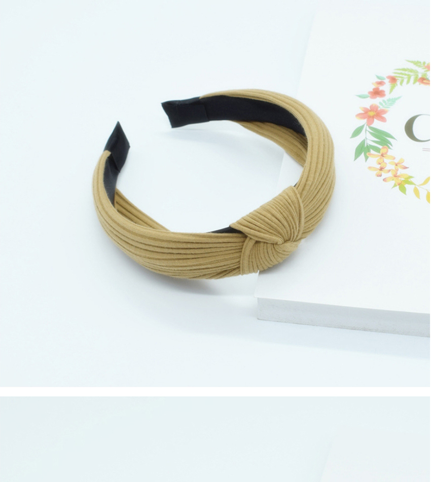 Fashion Khaki Knotted Cotton Knit Headband In The Middle Of The Head Buckle,Head Band