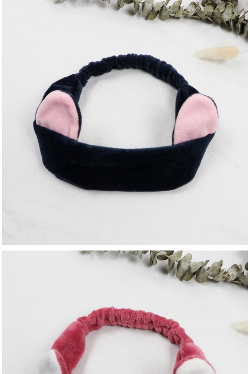 Fashion Navy Cat Ears Contrast Color Wide Side Elastic Headband,Hair Ribbons