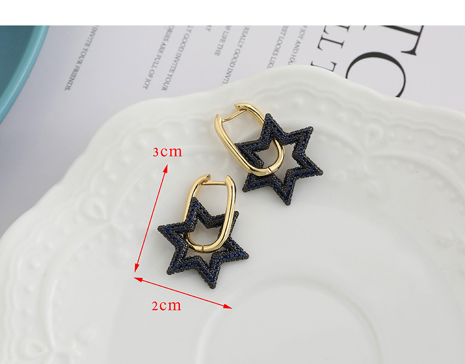 Fashion Gold Color Copper Inlaid Zircon Hexagonal Star Stud Earrings,Earrings