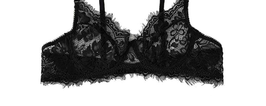  Black Lace Flower Embroidery Bra,SLEEPWEAR & UNDERWEAR