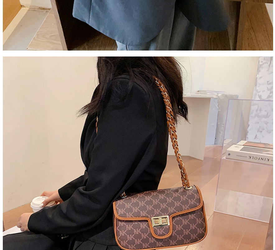 Fashion Pu Printed Chain Lock Shoulder Crossbody Bag,Shoulder bags