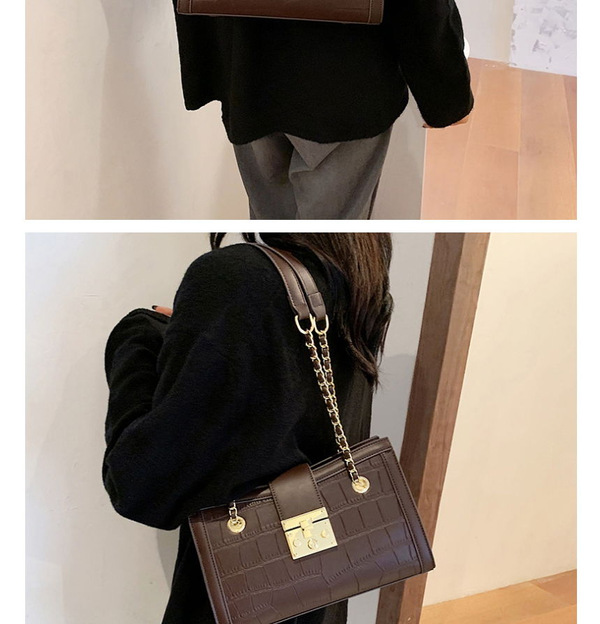 Fashion Pu Stone Grain Chain Lock Diagonal Shoulder Bag,Messenger bags