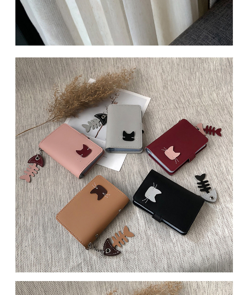 Fashion Pu Kitten Short Soft Top Multi-layer Wallet,Wallet