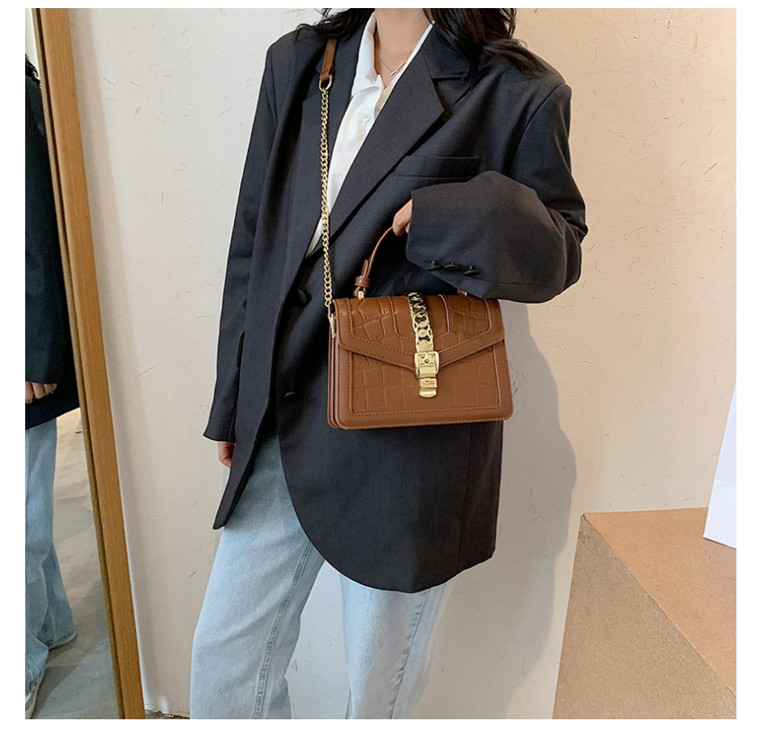 Fashion Pu Chain Belt Buckle Flap One Shoulder Messenger Bag,Shoulder bags