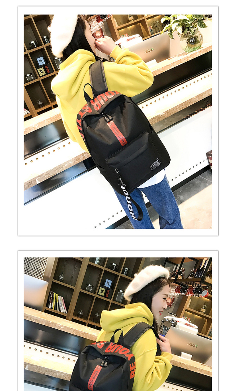 Fashion Black Yellow Canvas Letter Print Backpack,Backpack